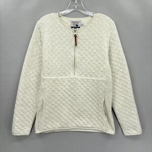 Guideboat Co Reliance Pullover Mens Medium Ivory Quilted Half Zip Sweatshirt